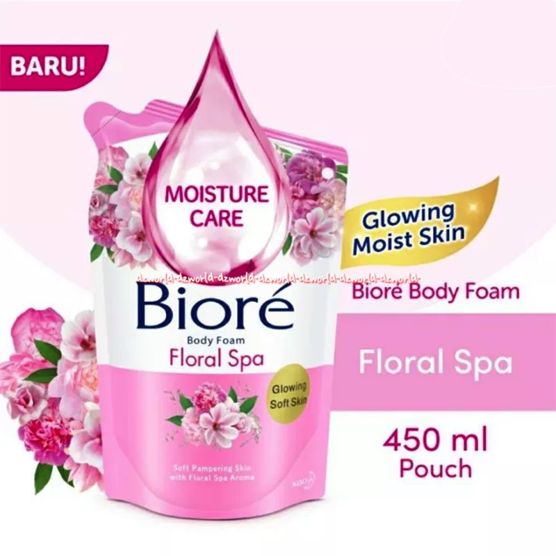 Biore Body Foam 450ml Floral Spa Fresh Pomagrante Peach Refill Sabun Mandi Cair Busa Foam