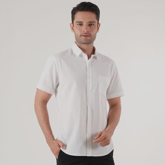 edwin jeans oxford shirt lengan pendek oxford white