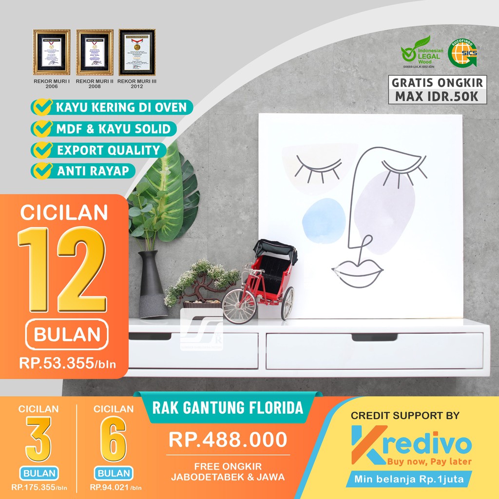 Rak Gantung Modern Minimalis - Florida White | Shopee Indonesia