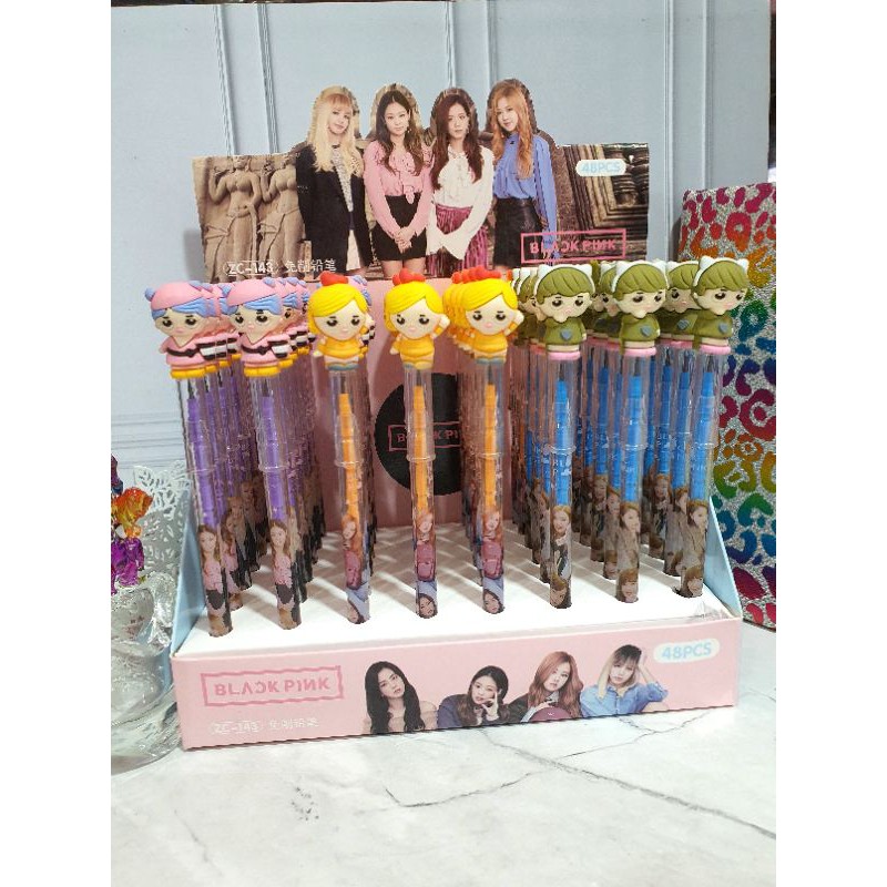(4pcs) pensil lantu/lantu bensia/pensil cabut lucu/pensil bongkar pasang-BlackPink