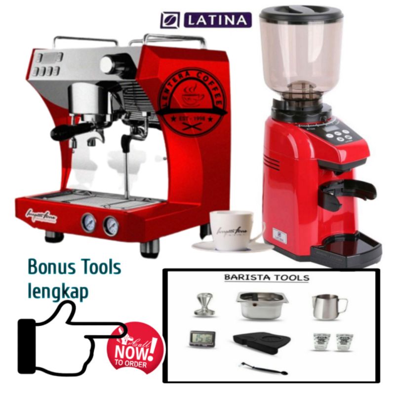 FERRATTI FERRO COFFEE ESPRESSO MACHINEModel : FCM-3121 Brazzio + Grinder Latina X50 on Demand+Tools