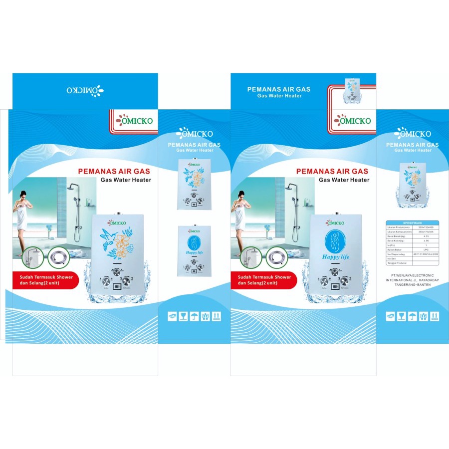 Water Heater Omicko / Pemanas Air Gas Omicko / 6LITER PUTIH