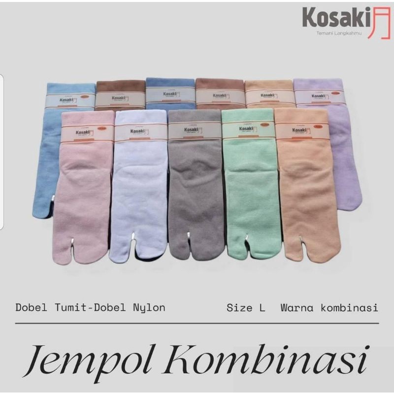 KOSAKI KOMBINASI 2 WARNA ( L ) - KAOS KAKI DOBEL TUMIT DOBEL NYLON