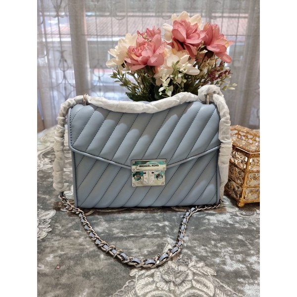 tas michael kors mk rose medium pale blue original authentic