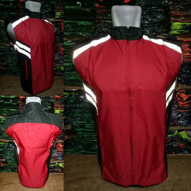 Rompi polisi taslan merah rompi biker rompi touring taslan