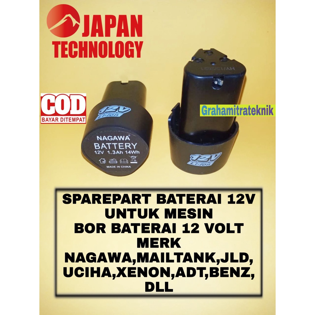 Sparepart Baterai 12 Volt Merk Nagawa Bisa Untuk Berbagai Merk Bor 2V Baterai Berkualitas Dan Tahan 