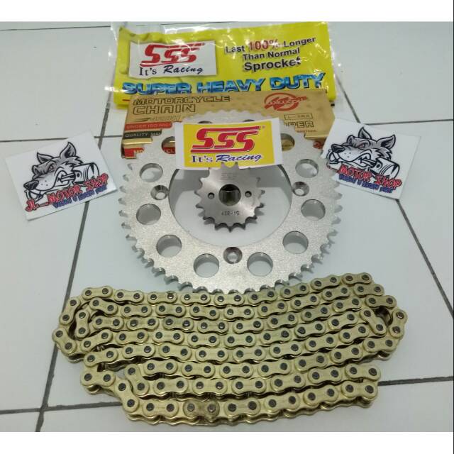 Gear set Gir set SSS 428 Bajaj Pulsar 135 185 200 220 BAUT GIR 4 LUBANG