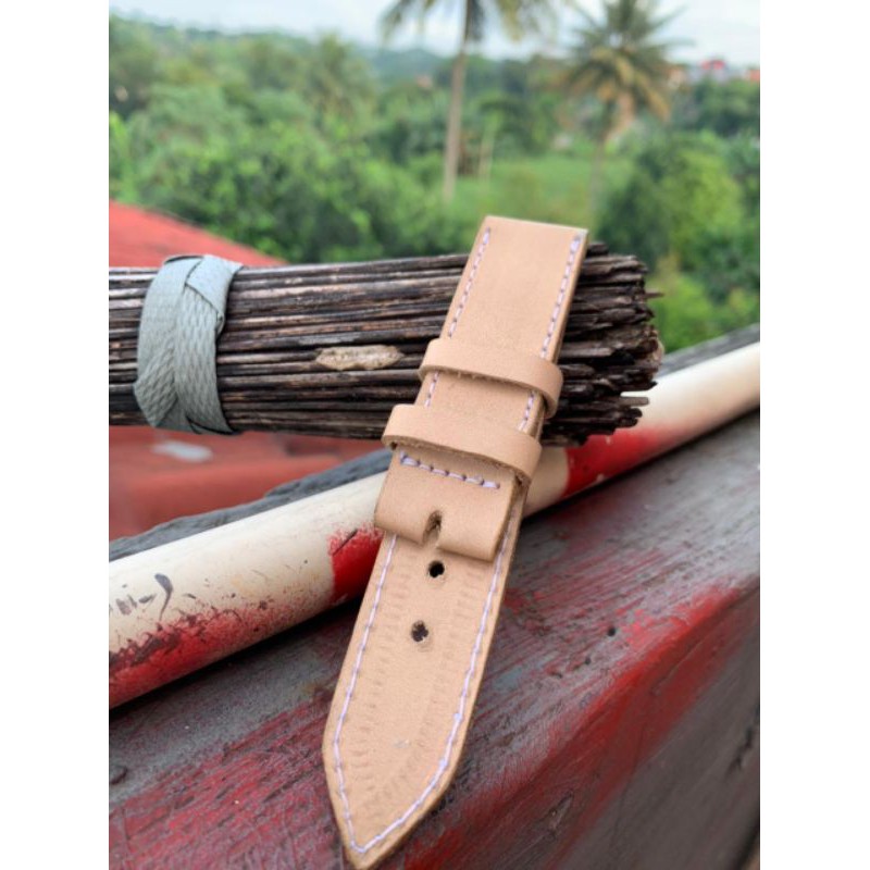 Strap Tali Jam Tangan Kulit Sapi Asli krem hand made