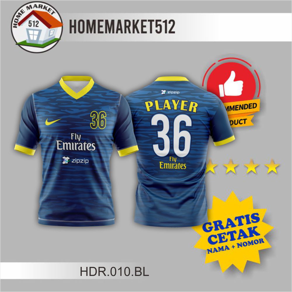 Baju Jersey Bola HDR.010.BL Kaos Jersey Dewasa Printing Premium |HOMEMARKET512
