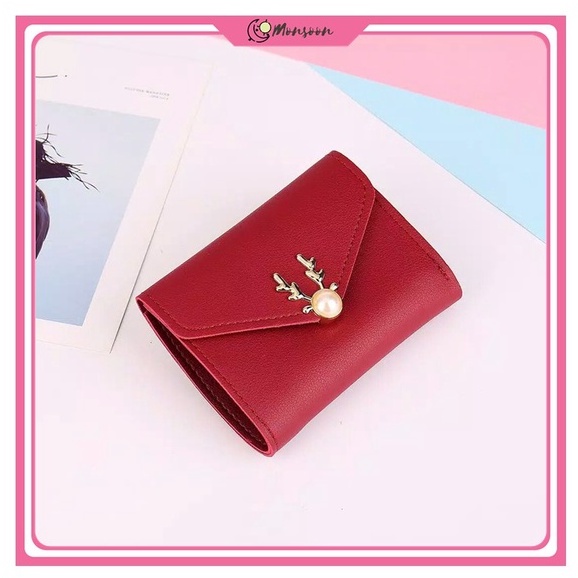 Monsoon - Dompet Lipat Mini Tanduk Rusa Cewek / Dompet Cewek / Dompet Fashion / Import