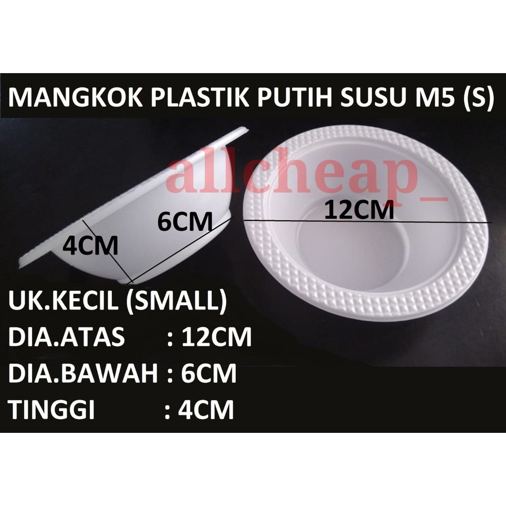 ISI 50PCS Mangkok Plastik Putih Susu Cup Wadah Kuah Baso M5 ukuran KECIL