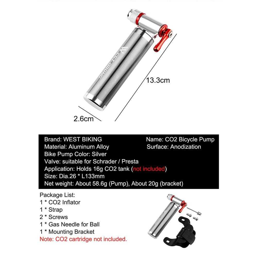 WEST BIKING Pompa Angin Ban Sepeda CO2 Inflator Portable Bike Pump