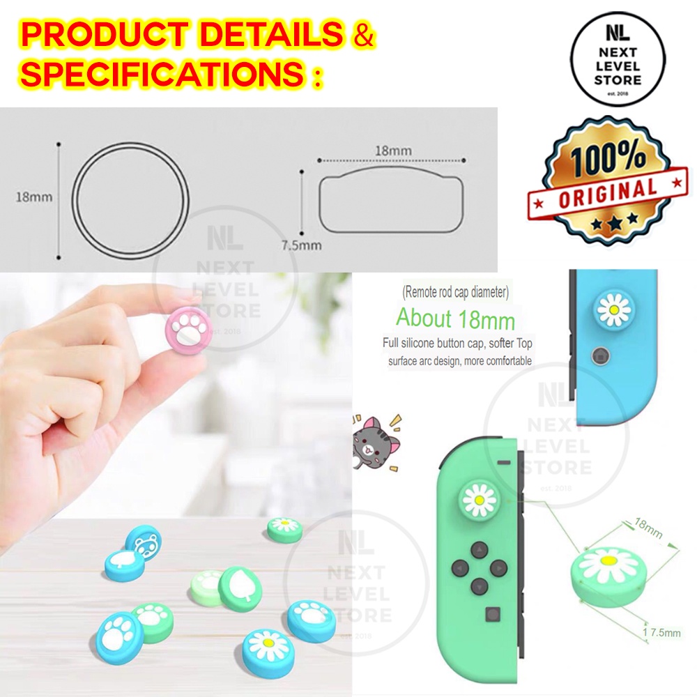 IINE Analog Cap Thumb Grip Nintendo Switch Joycon OLED Lite V1 V2 Original - Animal Crossing Limited Edition