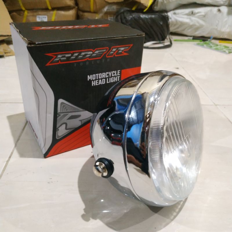 LAMPU HONDA CB 125 SET REFLEKTOR DEPO 5,75 INCH BATOK CHROME HITAM