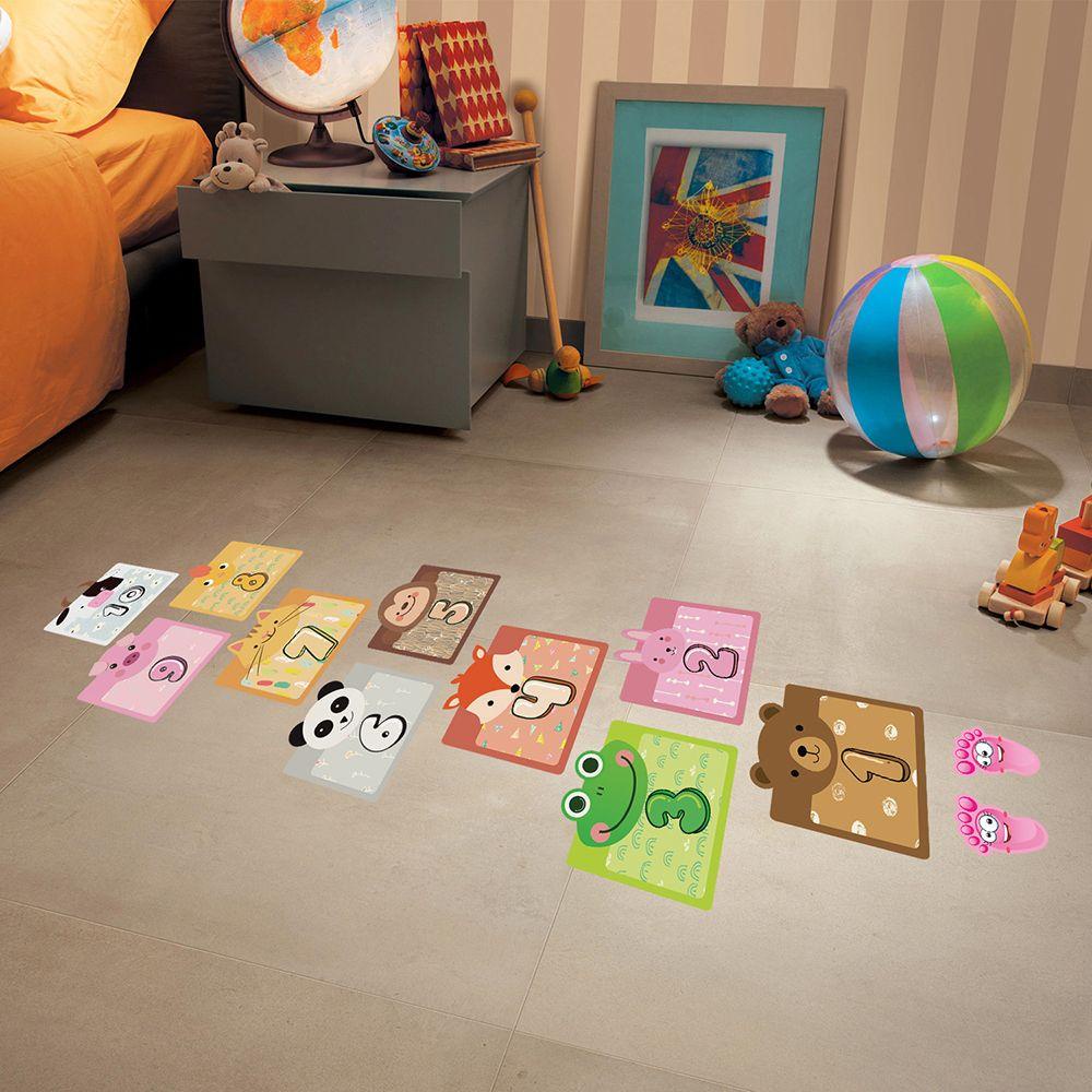 PINEAPPLE Hopscotch Permainan Perekat Diri Tk Ornamen Nursery Decals Kartun Angka Grids