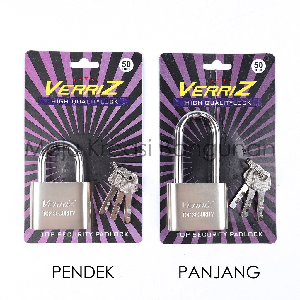 Gembok Rumah Pagar Toko Panjang Pendek Padlock 50mm 50S 50L 3 Kunci 50 mm Verriz Dan Xiang MT