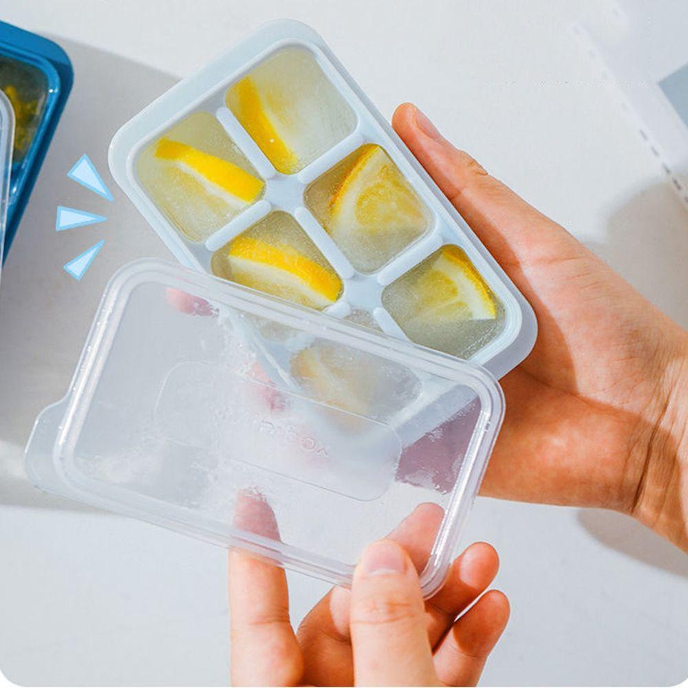 [Elegan] Ice Tray Dengan Tutup Artefak Pembuat Es Bahan Silikon Mudah Dibongkar Pasang Kotak Pembuat Es Buatan Sendiri