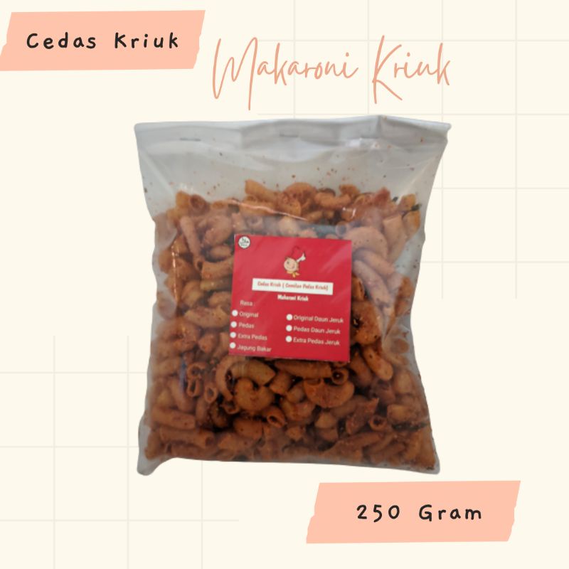 

Makaroni Pedas Kriuk 250 gram / Makaroni Pedas Daun Jeruk / Makroni Pedas / Cemilan Pedas Murah