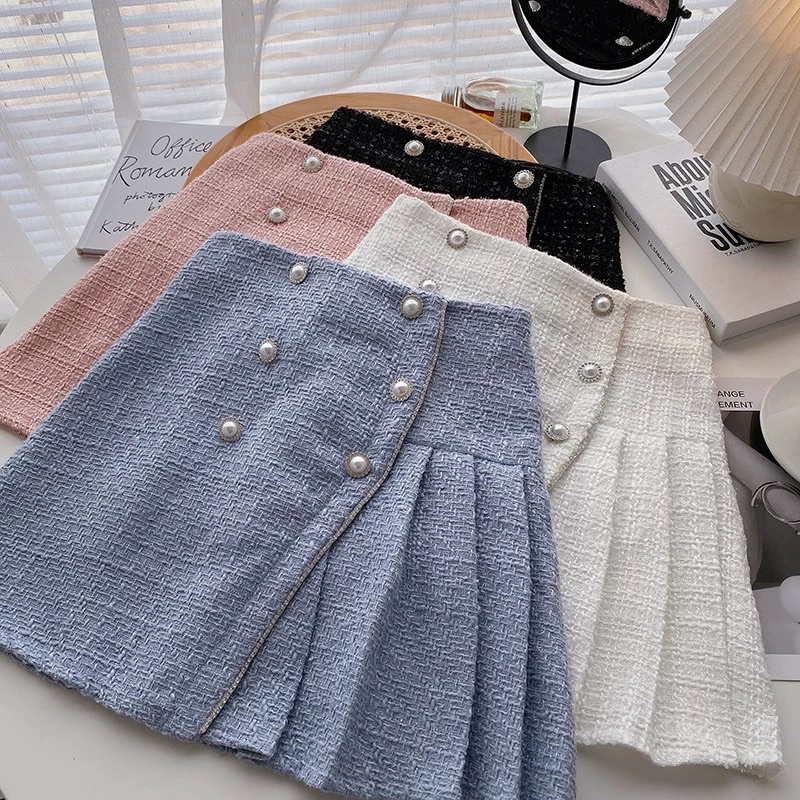 SKORT TWEED ROK  MINI SKIRT HIGHWAIST WANITA MX606