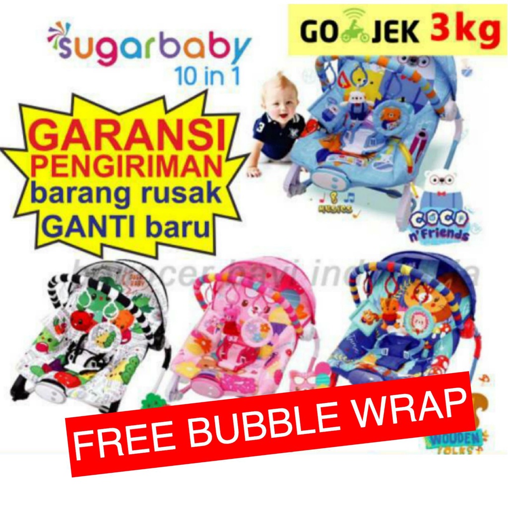 Bouncer rocking 10in1 bayi SUGAR BABY sugarbaby Bouncher Rocking 10 in 1 Sugar Baby Rocker Premium bouncer bayi/ayunan bayi/tempat tidur bayi nyaman