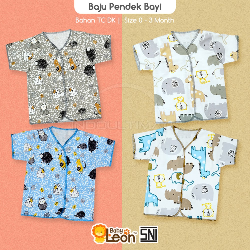 1 Pcs Baju Bayi Lengan Pendek BABY LEON DS-111 Baju Bayi Baru Lahir Baju Tidur Bayi Baju (0-3 Bulan) Atasan Kaos Bayi Pakaian Bayi