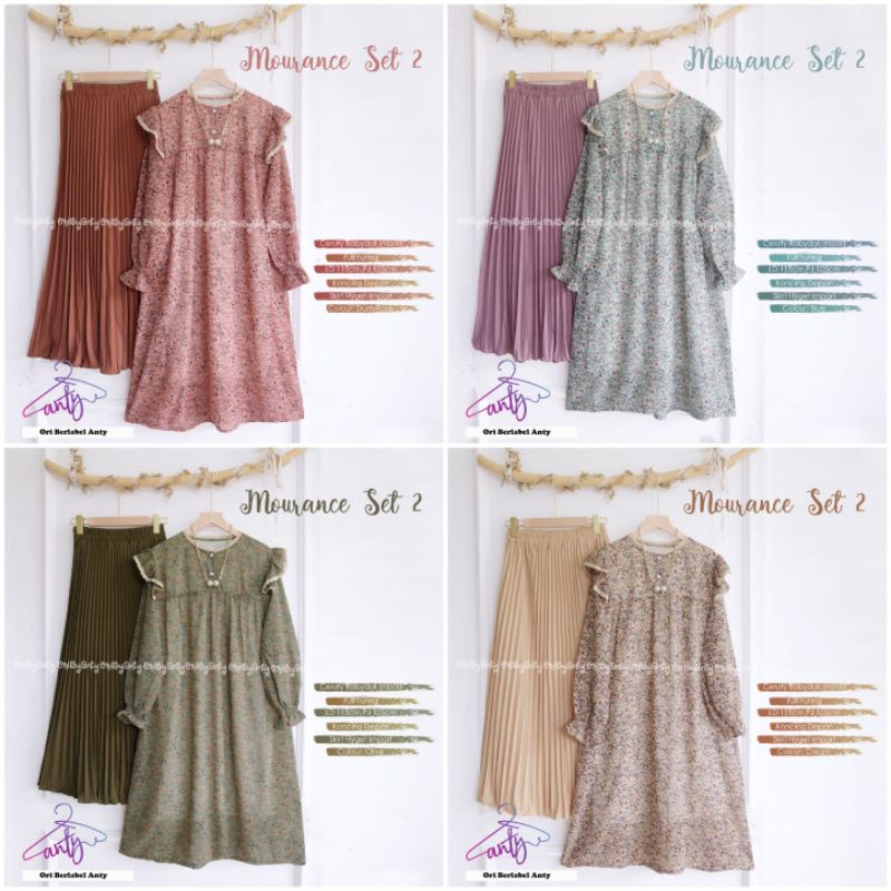 MOURANCE SET 2 by ANTY'S / Setelan Blouse Rok plisket
