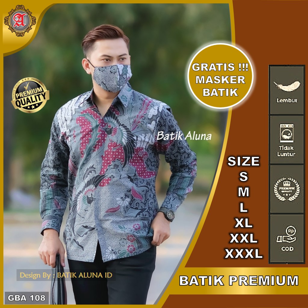 Jual Murah Baju Batik Cowok Lengan Panjang Modern Kemeja Batik Pria Premium Original Produksi Aluna Gba 108 G0J1KBaC7kWWxkX