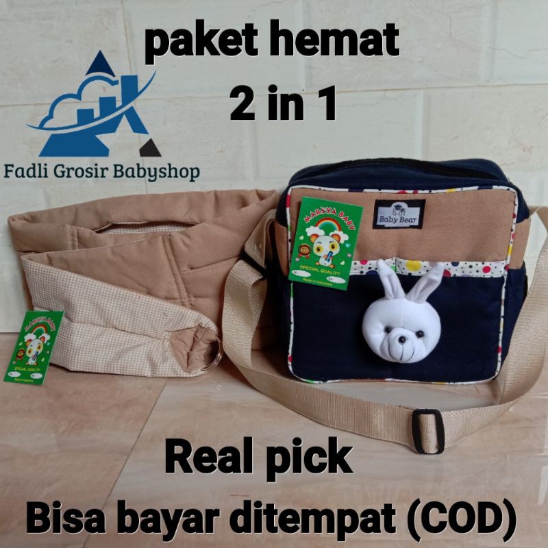 Tas Bayi Dan Gendongan Bayi Samping Polos (2 in 1) Terbaru