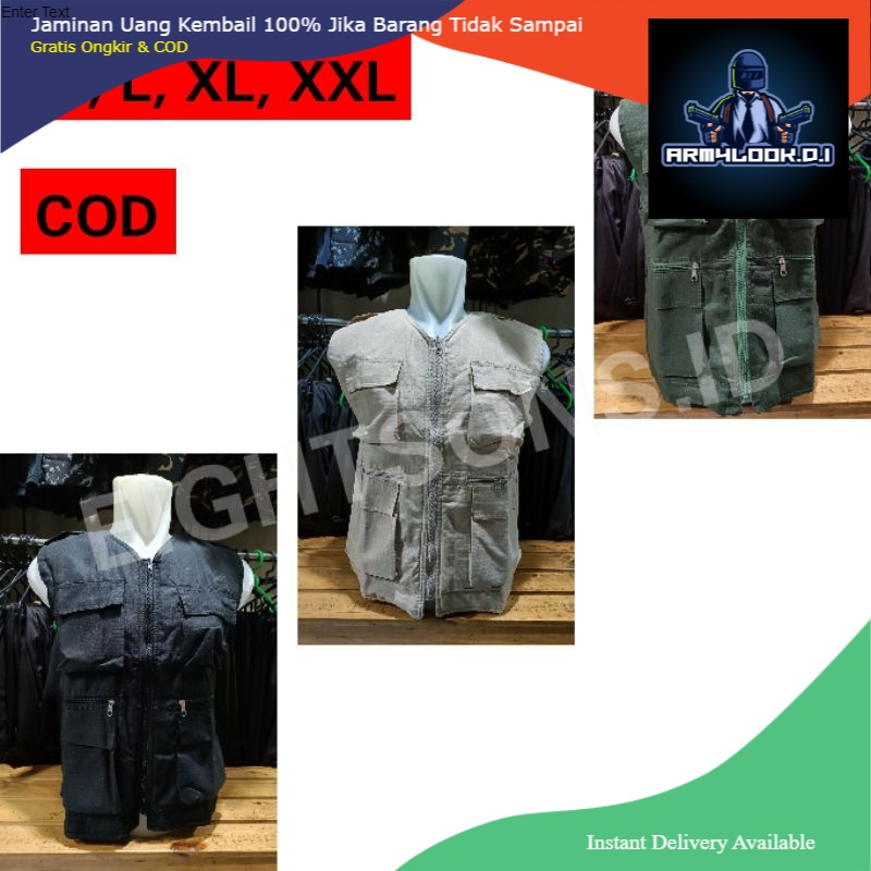 PROMO ROMPI CARGO LAPANGAN ROMPI OBLONG MULTIFUNGSI BANYAK SAKU VEST TACTICAL SRITEX DRILL GUNUNG MU
