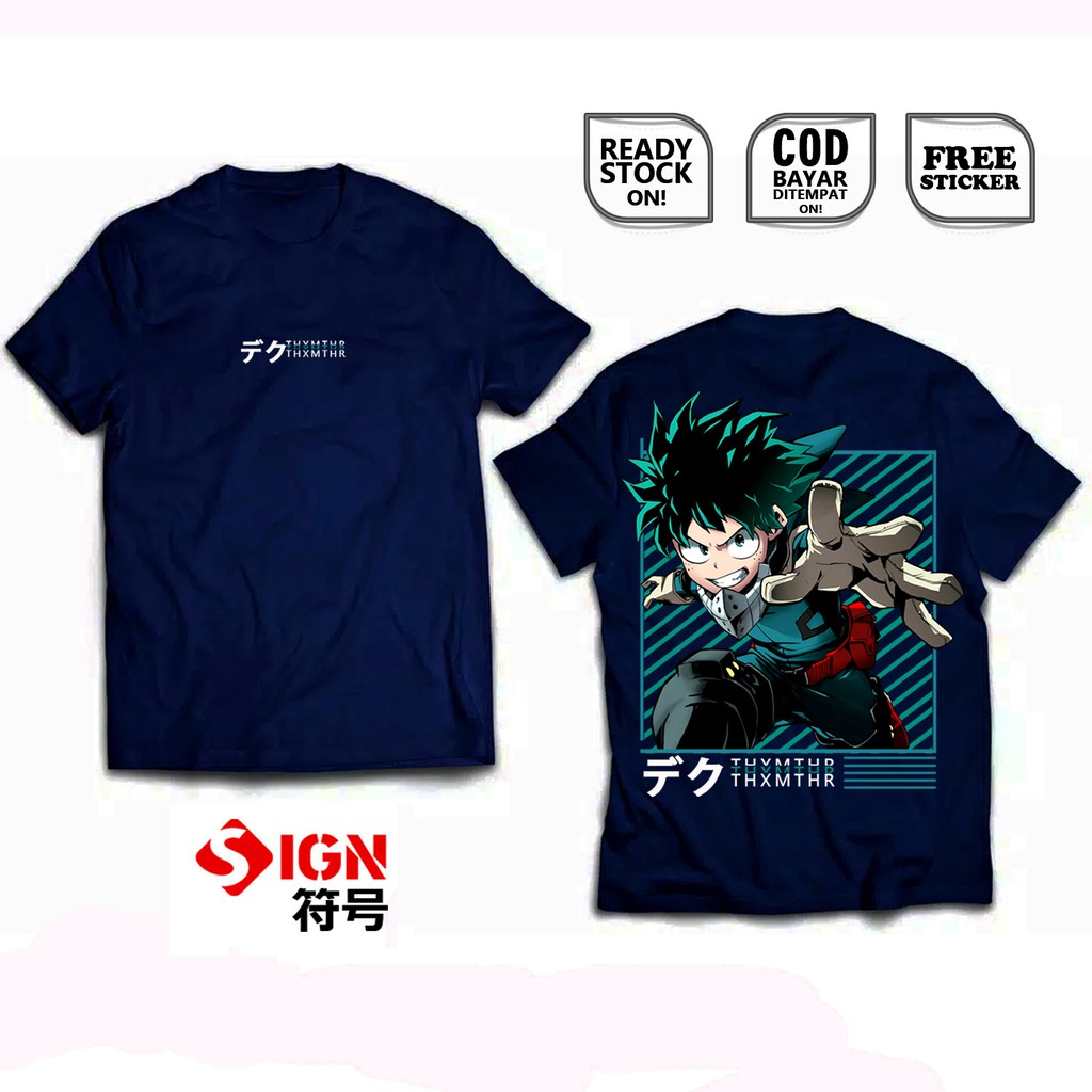 KAOS IZUKU MIDORIYA DEKU デク MY HERO ACADEMIA ANIME MANGA JEPANG KATSUKI SHOTO EIJIRO COSPLAY SIGN