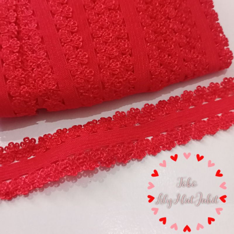 Karet Foe Motif 2cm - Merah