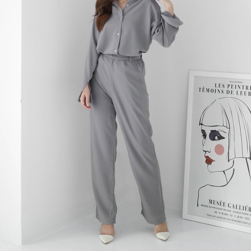 AERA - Kai Pants (highwaist cullote / celana korea kulot wanita / celana bahan)-3