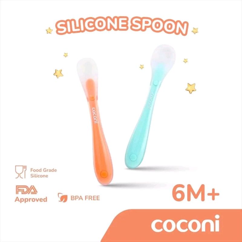 Coconi Silicone Soft Spoon Baby / Sendok Silikon Anak isi 2 pcs -