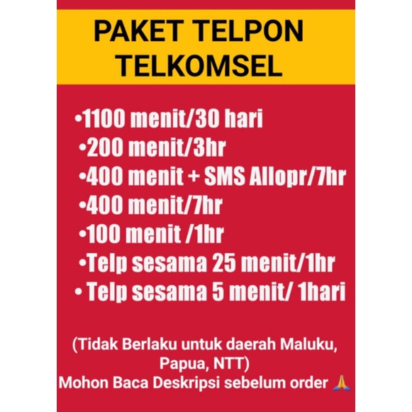 PAKET NELPON/TELEPON TELKOMSEL 1 3 7 30 HARI