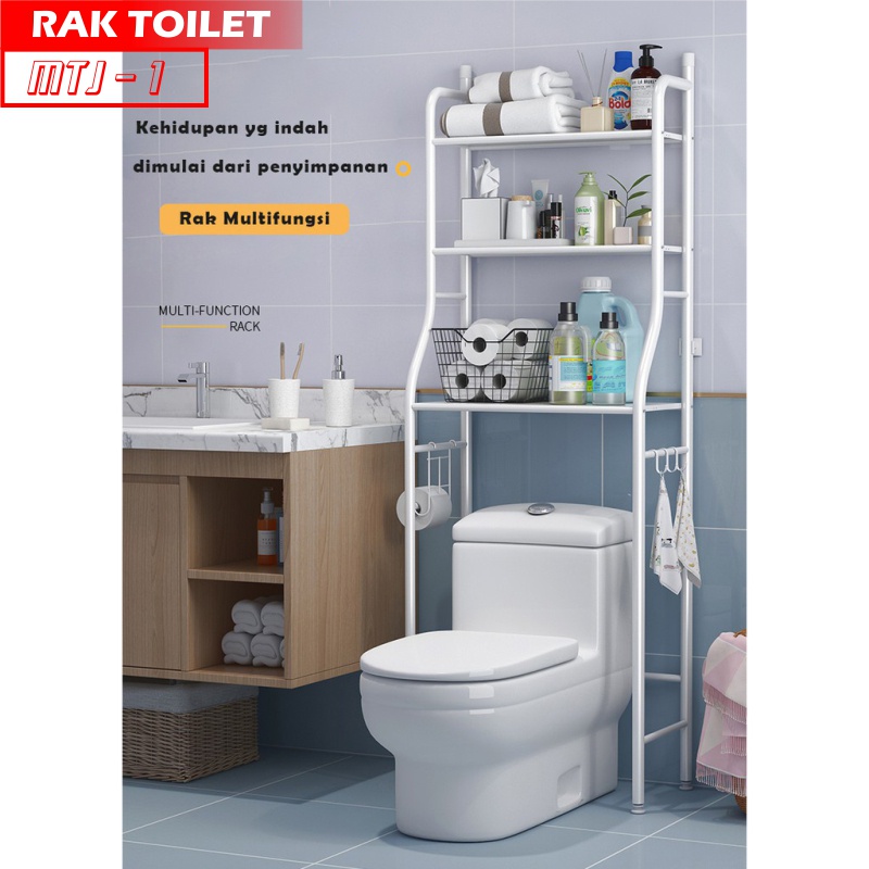 Rak Kamar Mandi Mtj-1 Rak Toilet Organizer Storage Rack Multifungsi Anti Karat -WD