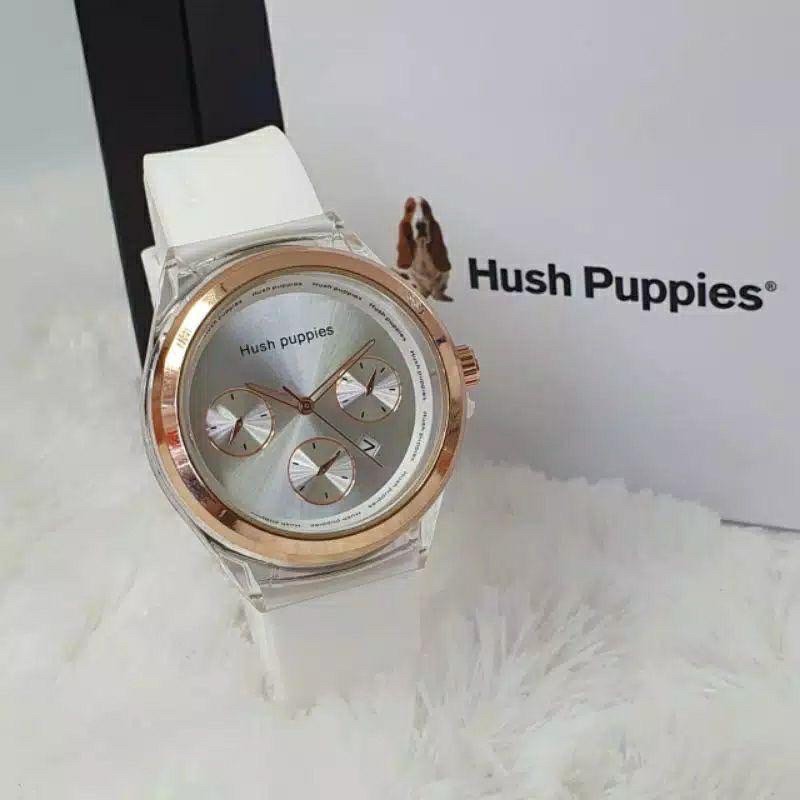 (Bisa COD) Jam Tangan Wanita Pria Hush Puppies Rubber Bulat Crono Variasi Tanggal Aktif