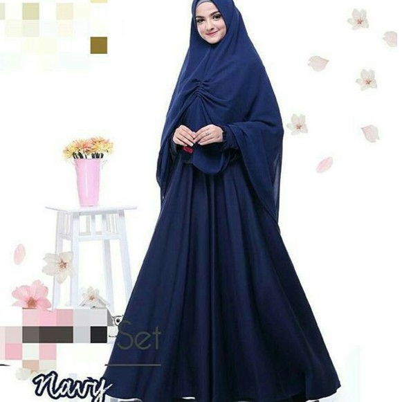 Elena  (Promo) Set Syari Putih Polos MAXMARA Setelan Haji Umrah Umroh Gamis Syari Hijab Syari