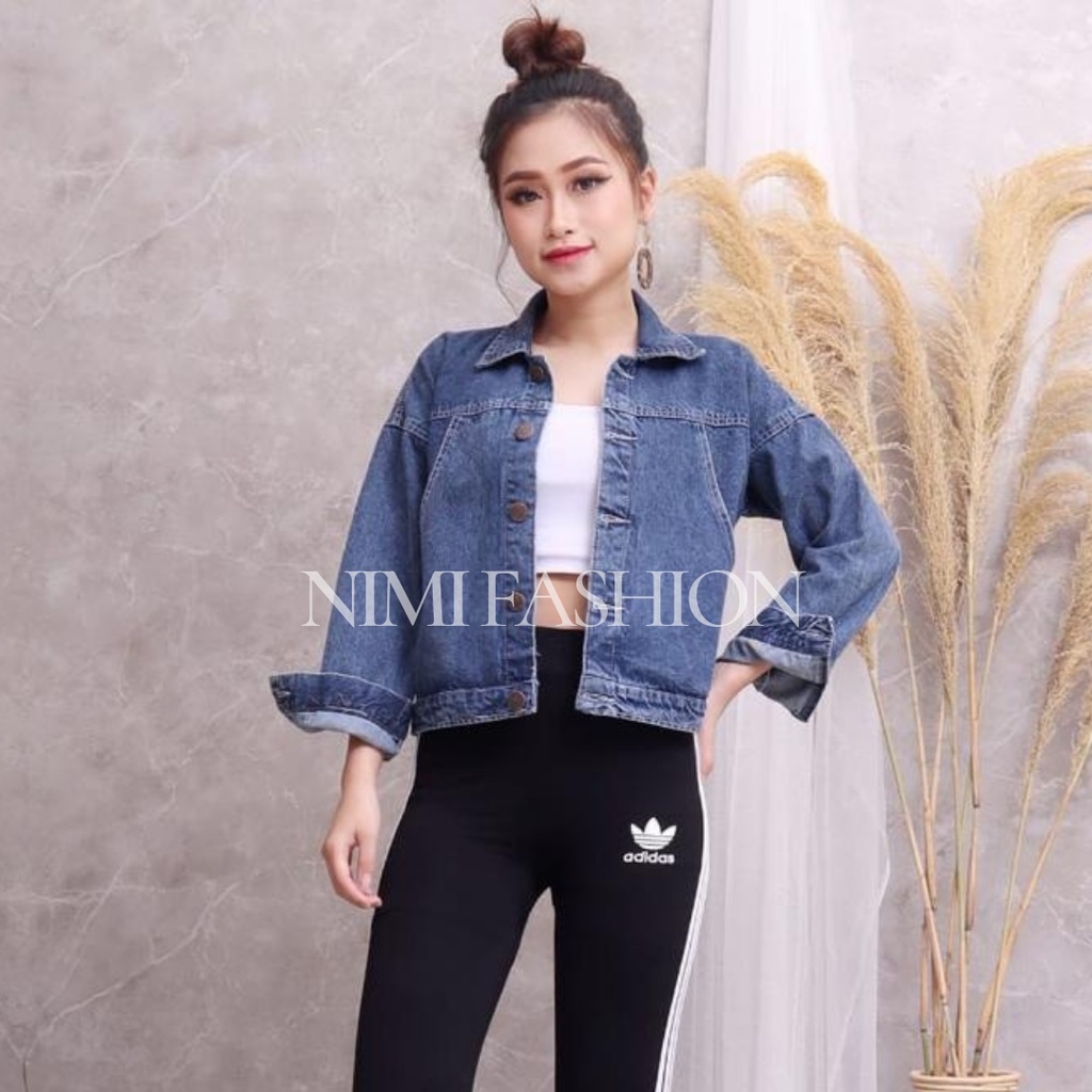 Jaket Jeans Crop / Jaket Denim Wanita Model Crop Kancing Depan Belakang Hidup