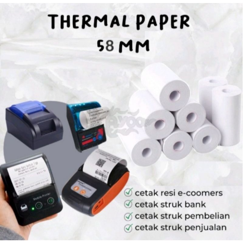 

Kertas kasir thermal Edc 57/58x25 Full tanpa core