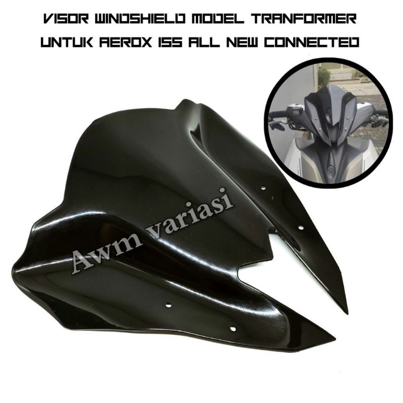 Windshield / Visor / Tameng Aerox Hitam Transformer Motor Yamaha Aerox 155 Model New anti pecah