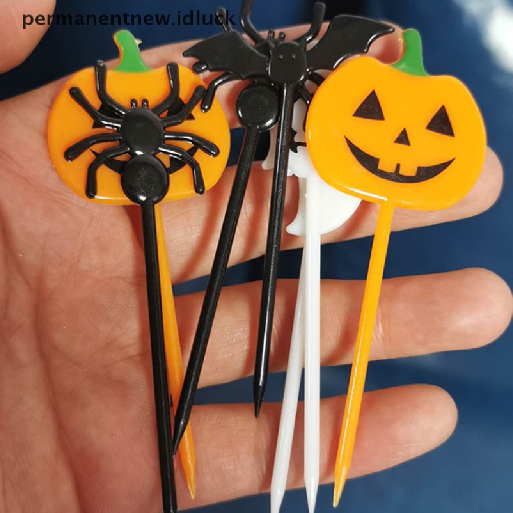 Garpu Buah / Kue / Dessert Mini Desain Kartun Halloween Untuk Dekorasi Pesta