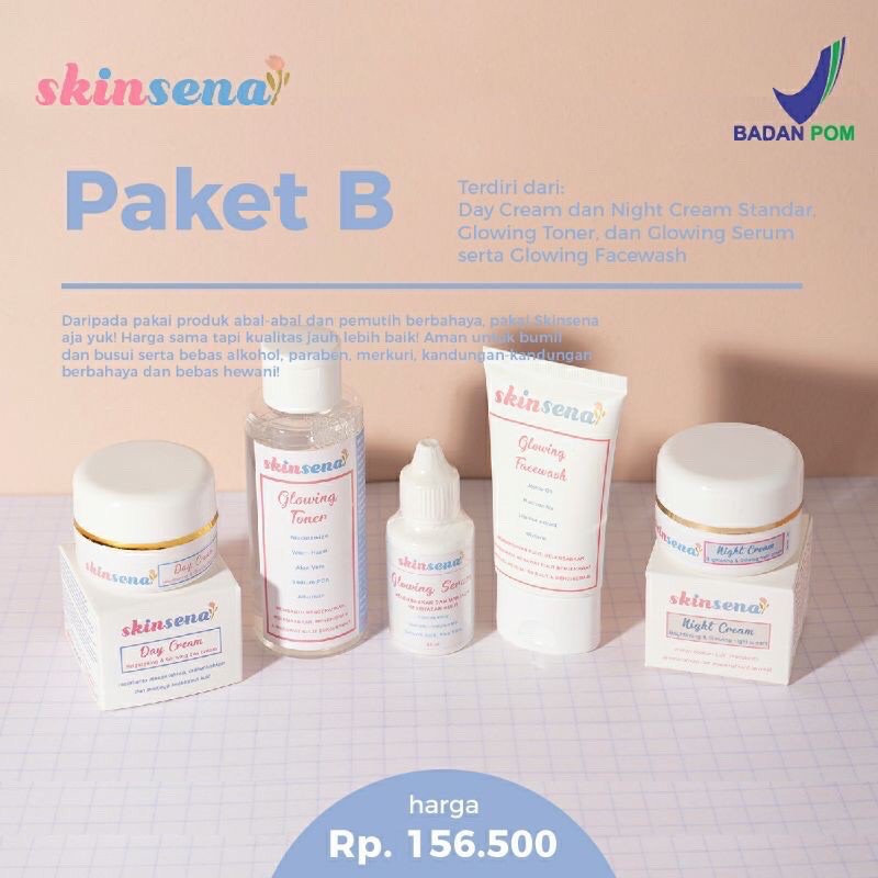 SKINSENA SKINCARE FACE GLOWING, ACNE SERIES, PAKET SKINCARE BPOM