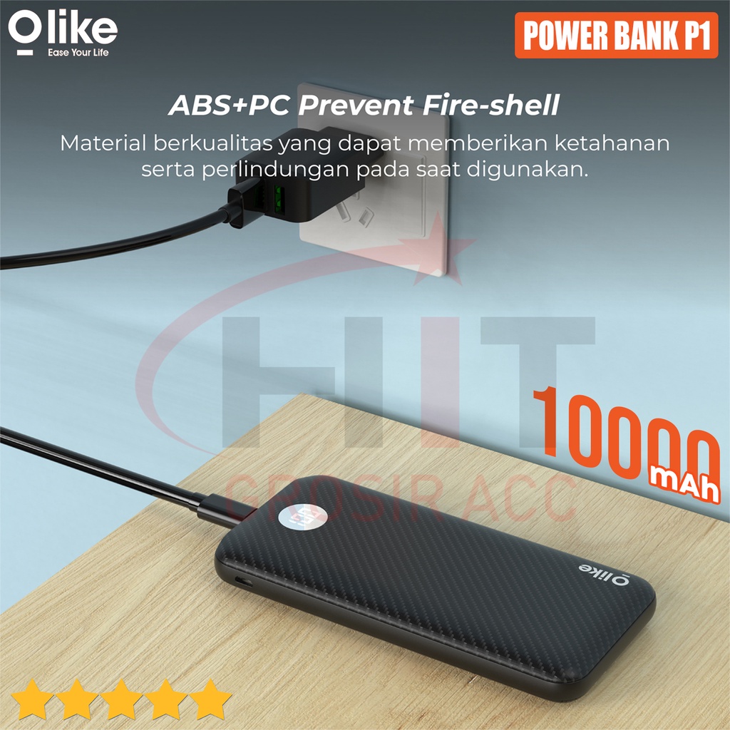 Powerbank Olike Dual USB Port 10.000 mAh LED Display Fast Charging P1