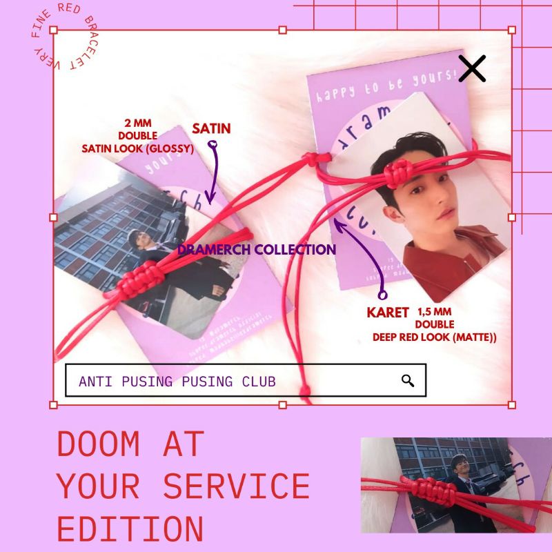 Gelang Tak Dong Kyung Double Red Bracelet Park Bo Young Doom at Your Service Drakor Merch Seo in Guk