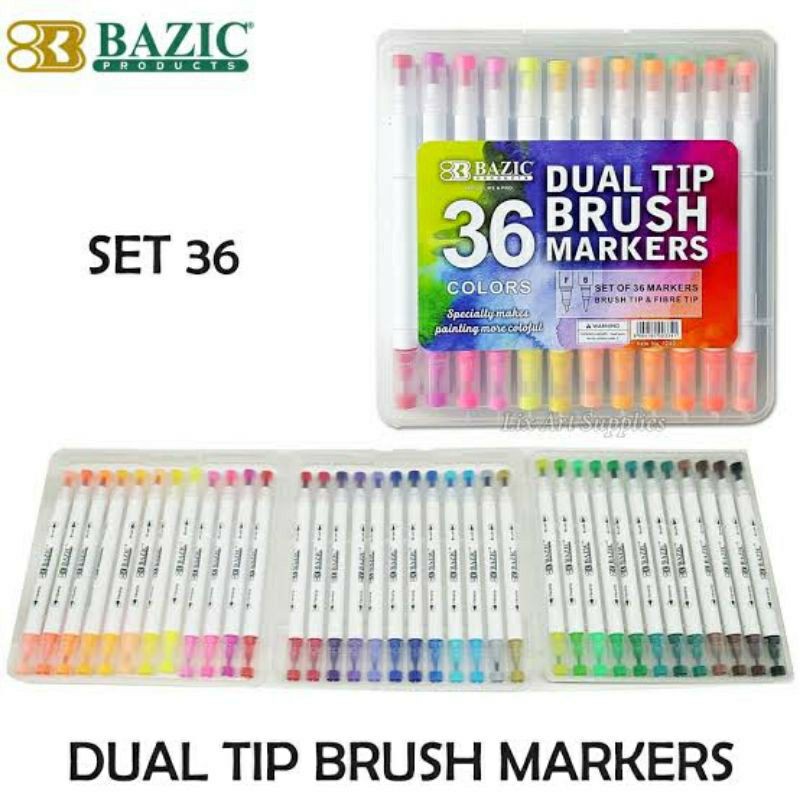

BAZIC Spidol 12w 1238/24w 1239/36w 1240/Warna twin/ 2 mata pena/ Dual Tip Brush Marker