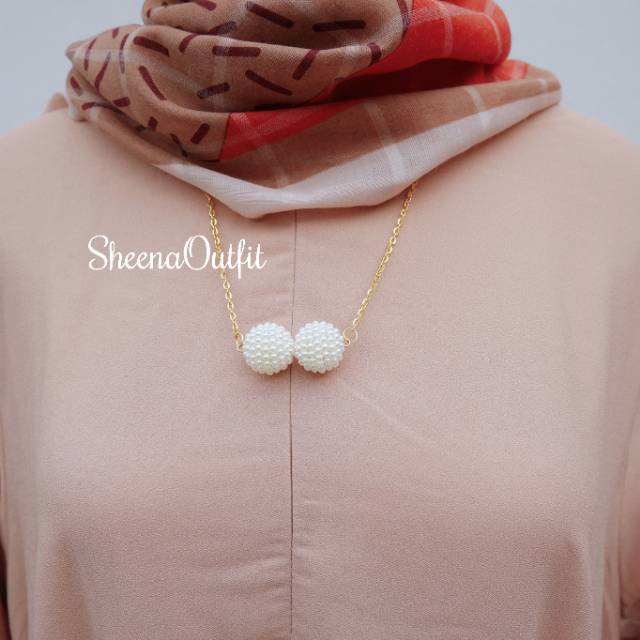 Premium necklace aksesoris kalung hijab Fashion mutiara simple