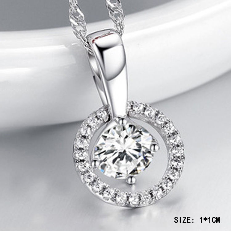 Liontin Bentuk Lingkaran Bahan Sterling Silver 925 dengan Zircon