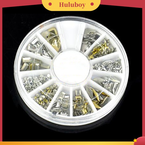 Huluboy Huluboy♡ 120pcs Stiker Stud Metalik Warna Emas / Silver Untuk Dekorasi Kuku