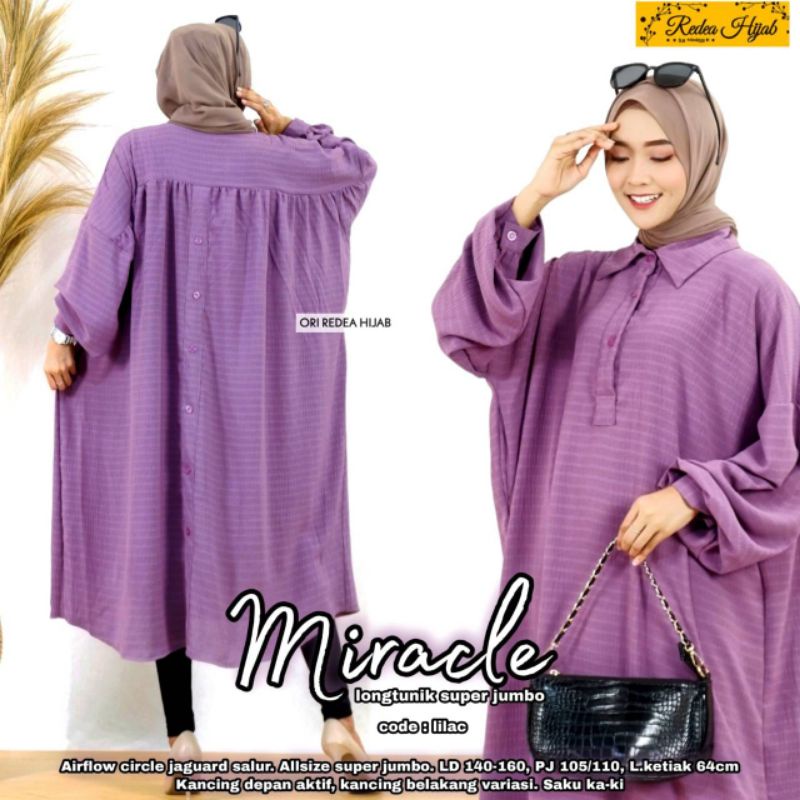 [READY] MIRACLE LONGTUNIK SUPER JUMBO REDEA / MIRACLE ARETA ATASAN BIGSIZE CRINKLE LD 140 160 TUNIK