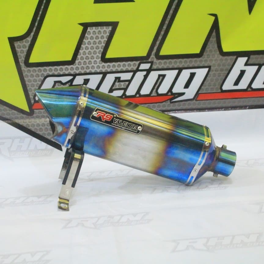 KNALPOT RACING R9 VALENCIA HALF BLUE SILINCER ONLY